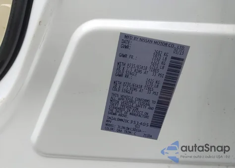 2013 Infiniti Jx35 from USA, damaged, VIN 5N1AL0MM2DC351405